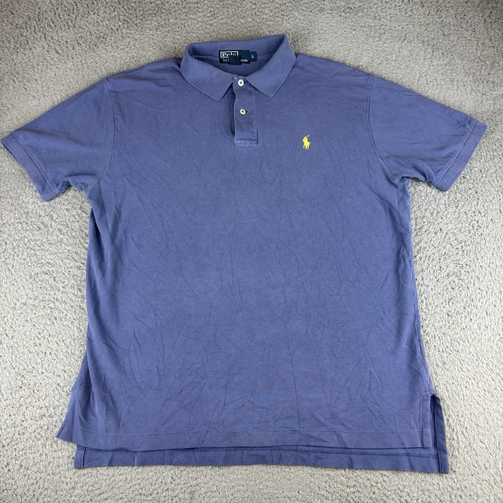 Polo‎ Ralph Lauren Polo Shirt Mens Lg Blue Classic Cotton Vintage Pony Logo